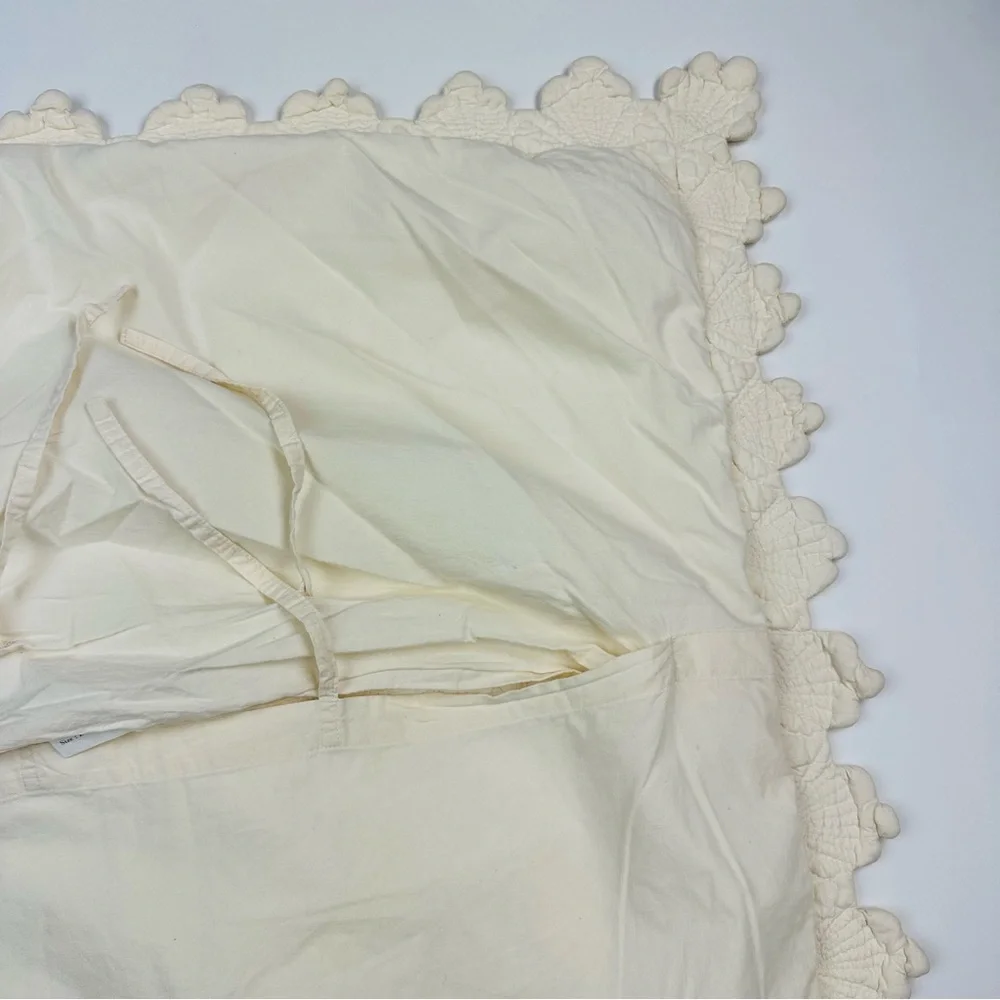 Linen Source Ivory Quilted Cotton Euro Sham Pillow Case